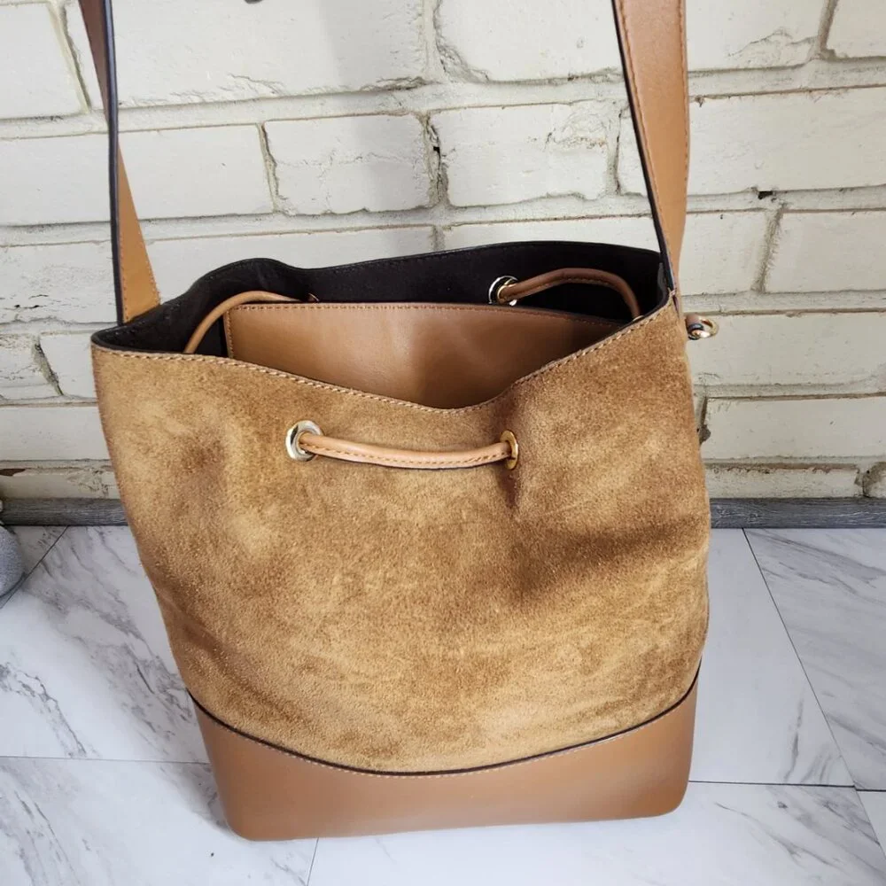 Nwot Michael Kors Cary Brown Suede & Leather w/Pouch Crossbody Bag Purse